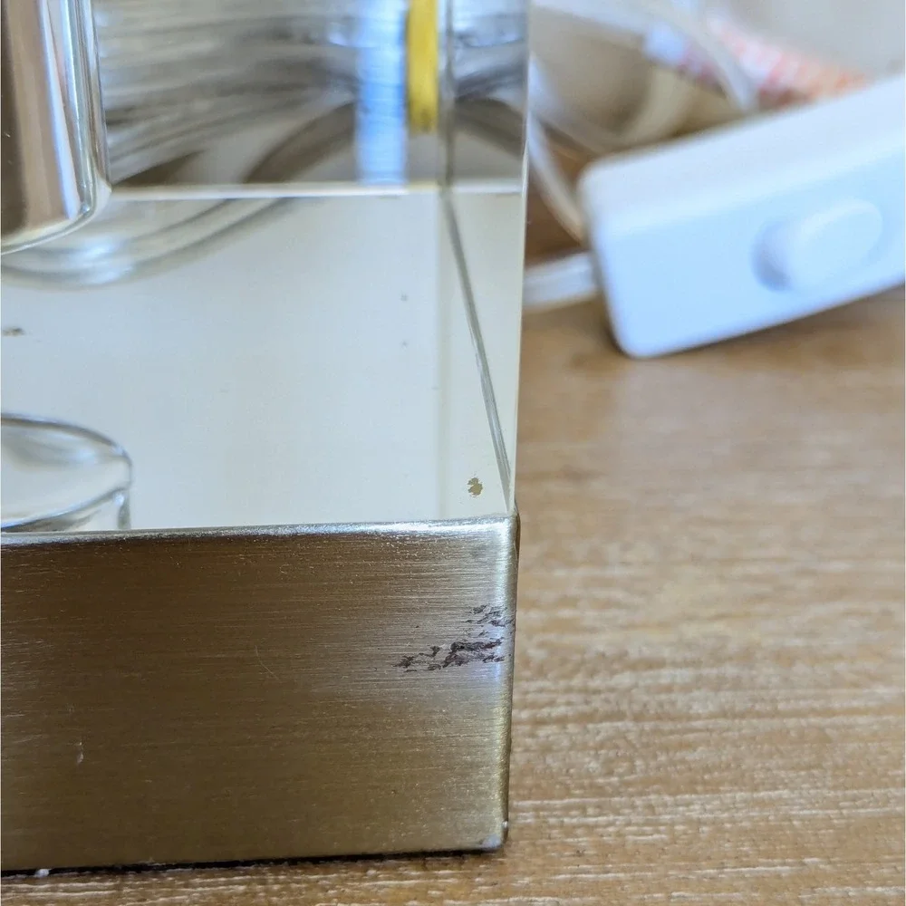 Acrylic Cube Lamp Base Large Bulb IKEA Clear Gold Heavy Industrial Accent Light